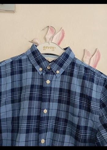 Erkek Lacivert Ekose Pamuk Gömlek - Görsel 2