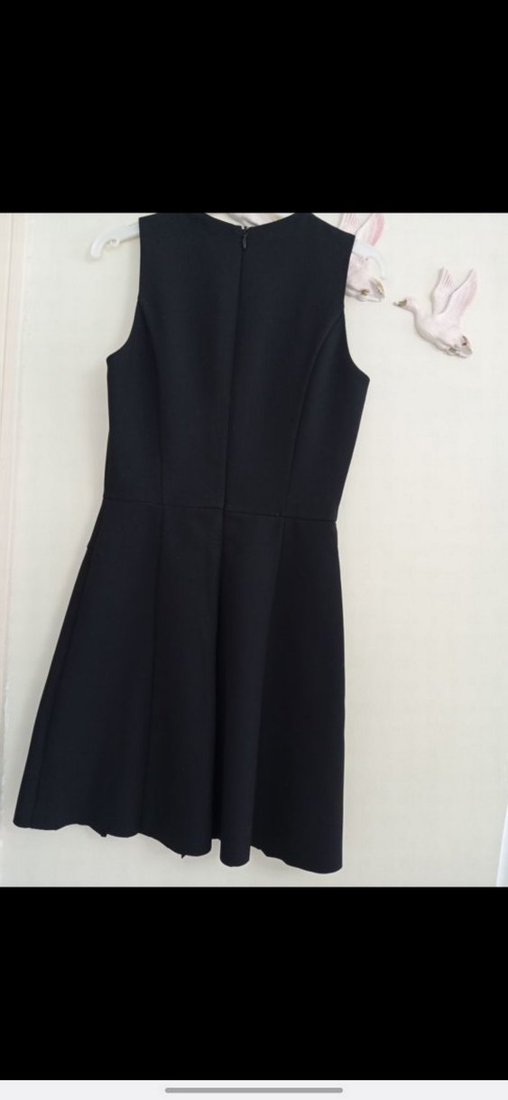 Siyah V Yaka Midi Kadın Elbise - Görsel 3