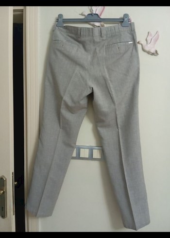 Gri Keten Düğmeli Erkek Pantolon - Görsel 5