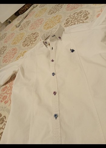 Erkek Beyaz Pamuklu Düğmeli Uzun Kollu Gömlek - Görsel 5