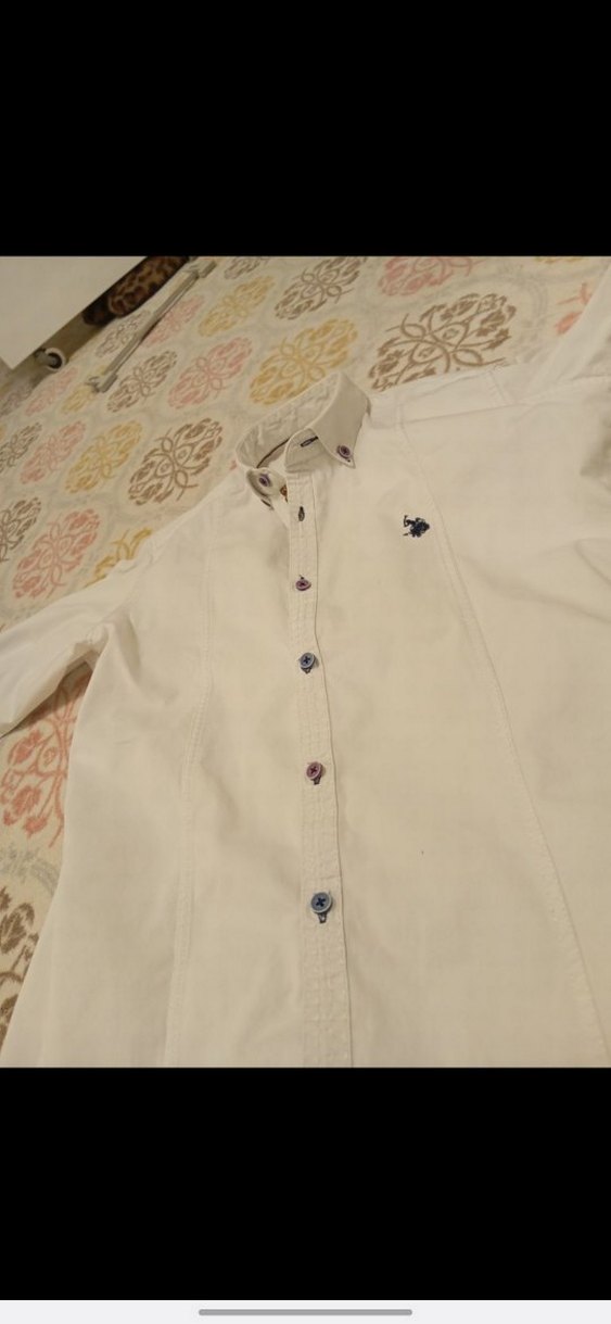 Erkek Beyaz Pamuklu Düğmeli Uzun Kollu Gömlek - Görsel 5