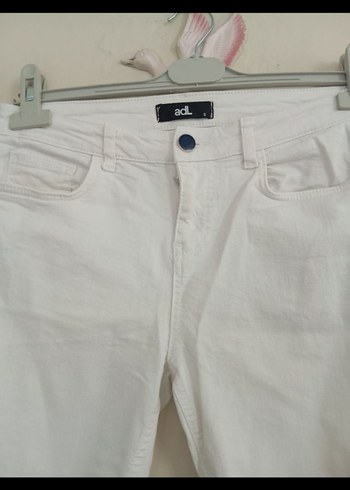 Kadın Beyaz Denim Midi Kot Pantolon - Görsel 5