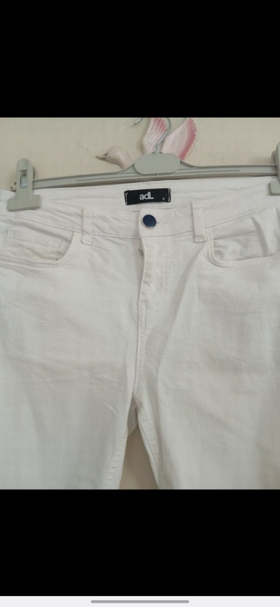 Kadın Beyaz Denim Midi Kot Pantolon - Görsel 5