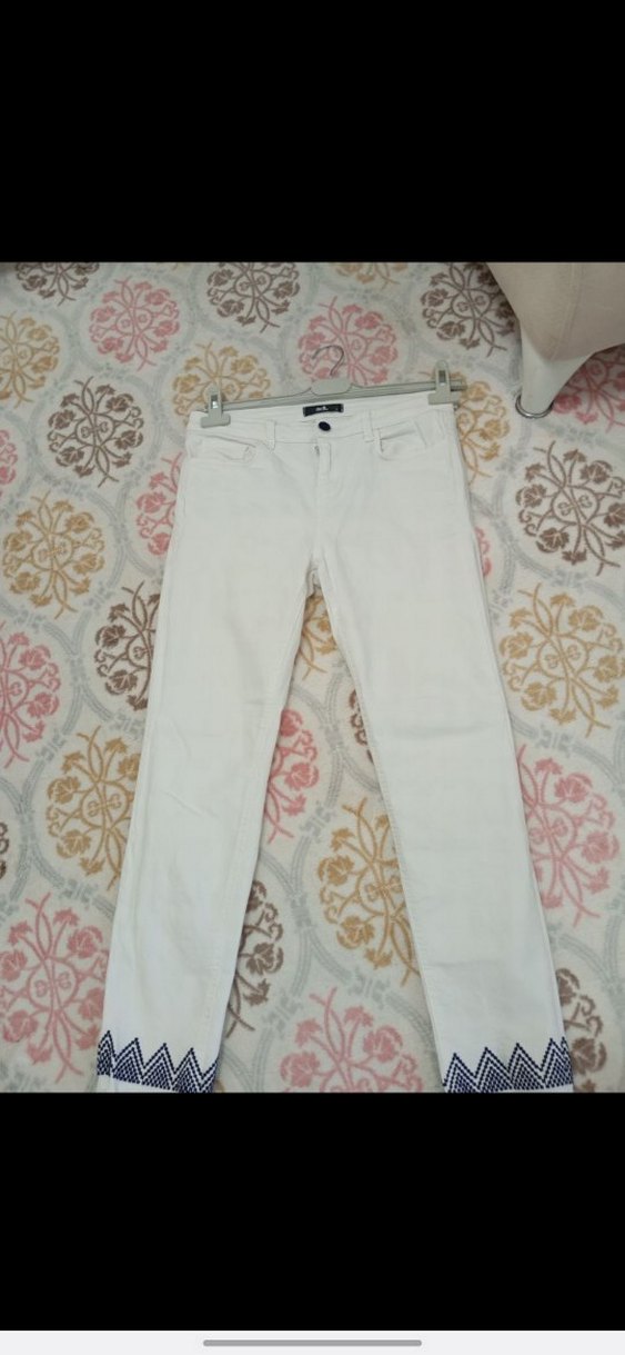 Kadın Beyaz Denim Midi Kot Pantolon - Görsel 3