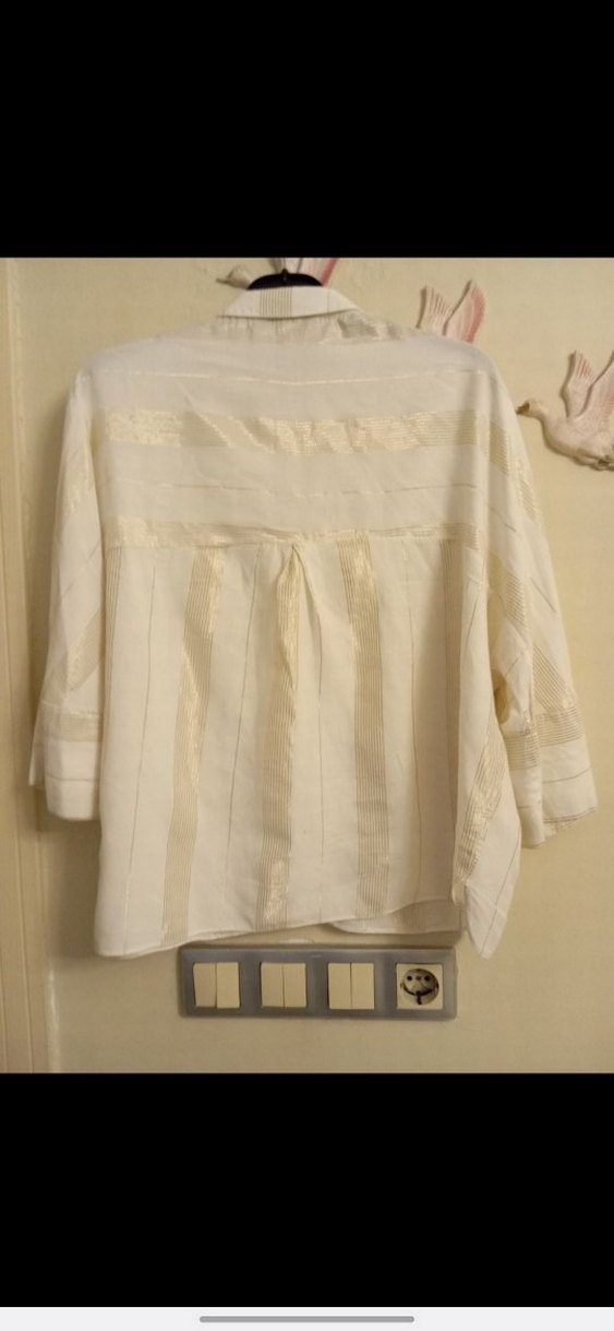 Kadın Beyaz Keten Düğmeli Gömlek - Görsel 5