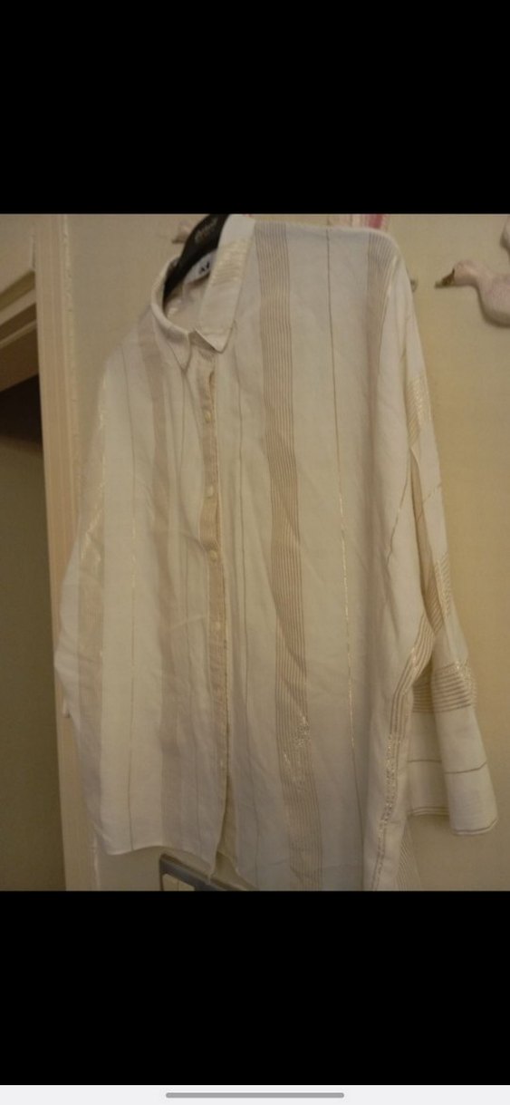 Kadın Beyaz Keten Düğmeli Gömlek - Görsel 2