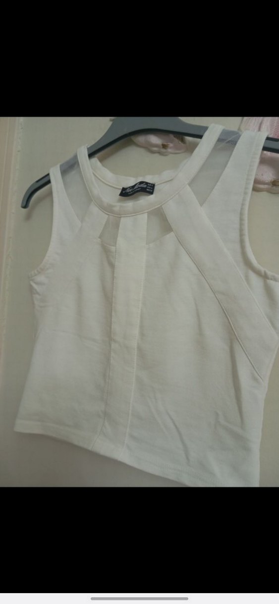 Kolsuz Beyaz Pamuklu Kız Vesti Bluz - Görsel 2