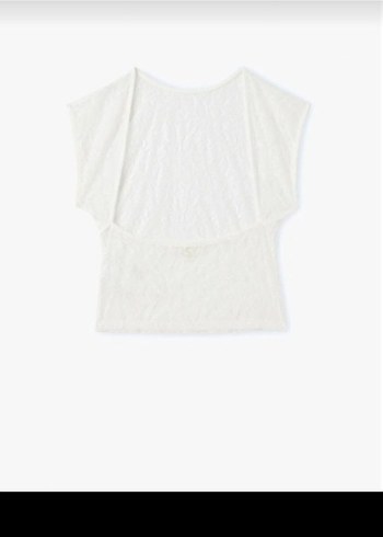 Dantel Detaylı Beyaz Crop Top - Görsel 2