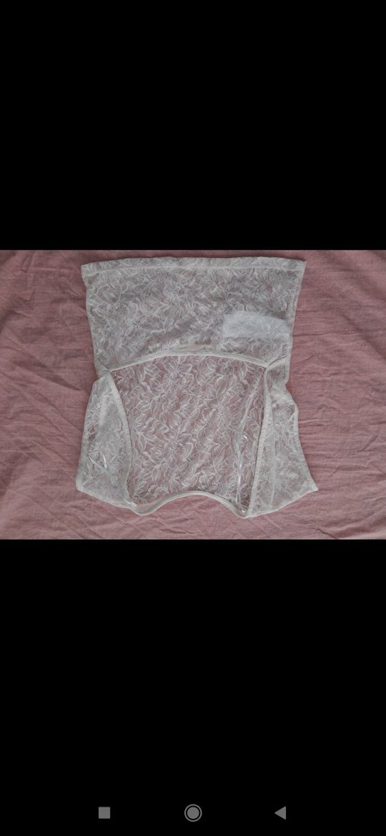 Dantel Detaylı Beyaz Crop Top - Görsel 3