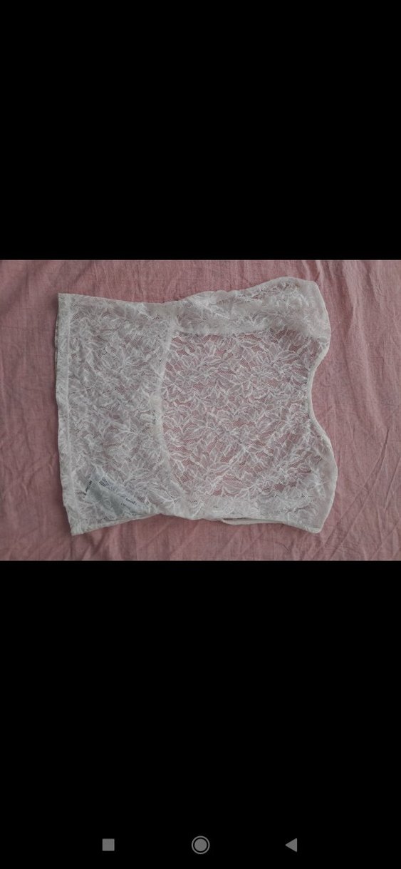 Dantel Detaylı Beyaz Crop Top - Görsel 5