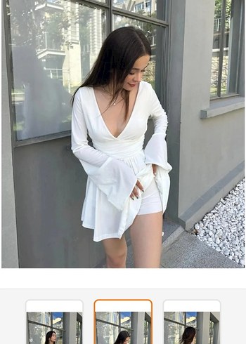 sıfır giyilmedi şortlu beyaz elbise esnek m l xl saran bir kumaş - Görsel 4