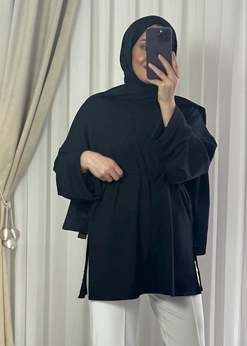 m Beden Bordo Salaş Midi Tunik, Uzun Kollu, Yüksek Yaka