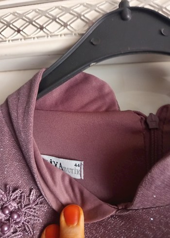 Mor Uzun Drapeli Gotik Abiye Elbise - Görsel 2