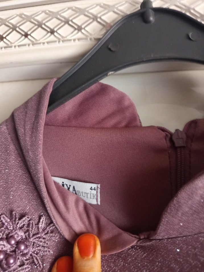 Mor Uzun Drapeli Gotik Abiye Elbise - Görsel 2