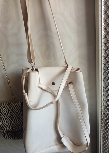 Beyaz Deri Minimalist Kadın Çanta - Görsel 2