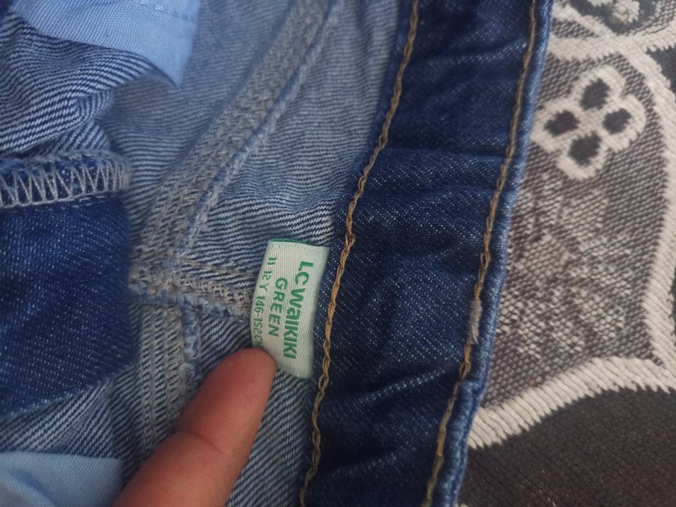 Koyu Mavi Bağcıklı Bol Kesim Kadın Kot Pantolon - Görsel 2