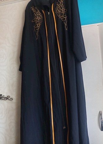 Nakışlı uzun ferace siyah - Görsel 2