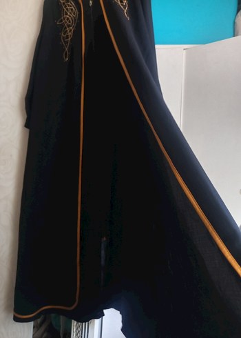 Nakışlı uzun ferace siyah - Görsel 4