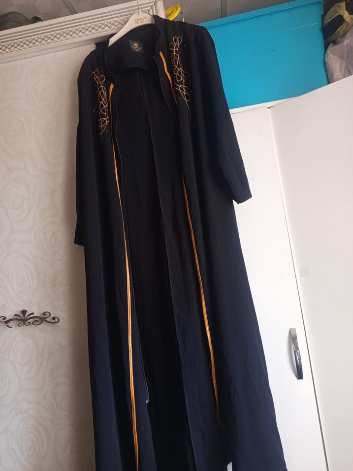 Nakışlı uzun ferace siyah - Görsel 3