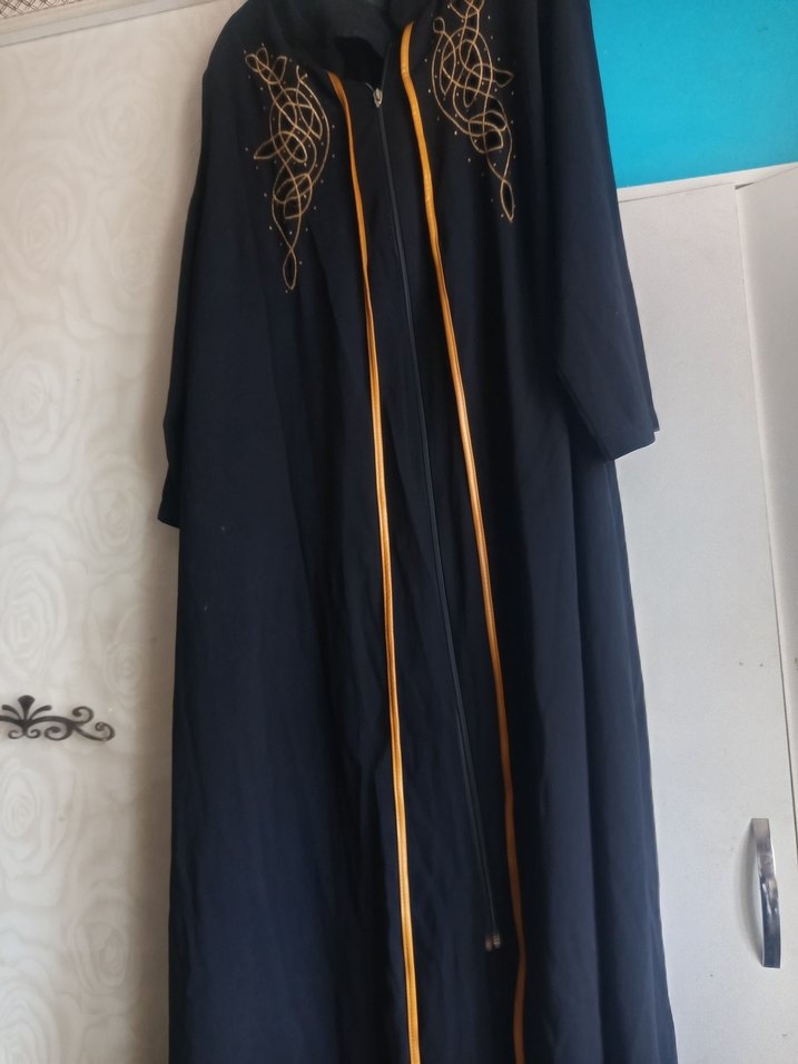 Nakışlı uzun ferace siyah - Görsel 2