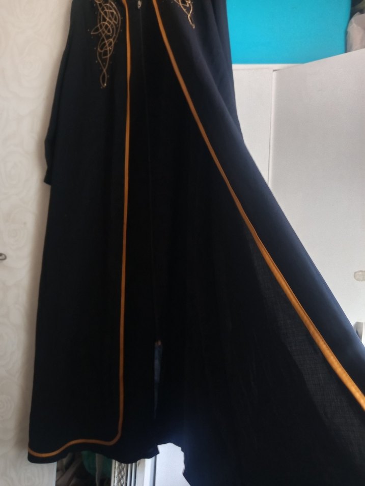 Nakışlı uzun ferace siyah - Görsel 4