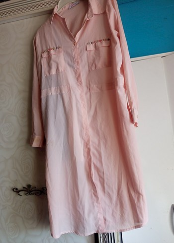 Pembe Uzun Kollu Düğmeli gömlek pantolon üstü - Görsel 2