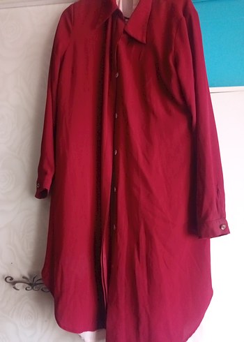 Uzun Boy Bordo Düğmeli Hamile Kabanı - Görsel 2