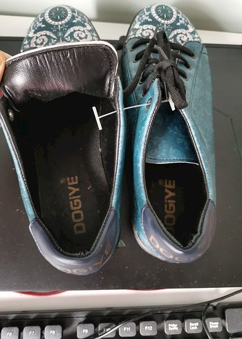 Yüksek Topuklu Mavi Yılan Desenli Bağcıklı Sneakers - Görsel 5