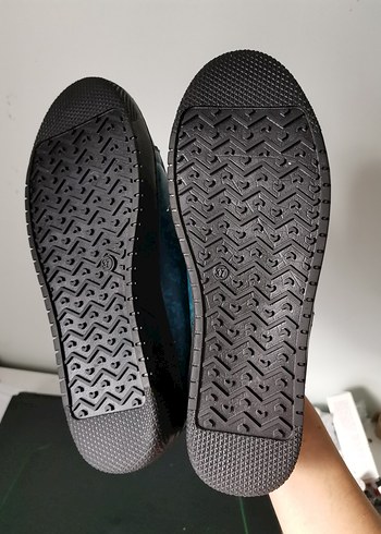 Yüksek Topuklu Mavi Yılan Desenli Bağcıklı Sneakers - Görsel 7