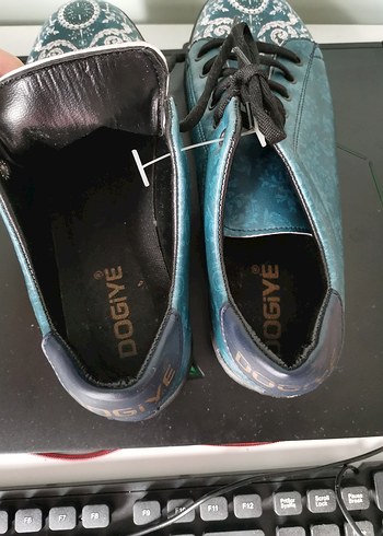 Yüksek Topuklu Mavi Yılan Desenli Bağcıklı Sneakers - Görsel 6