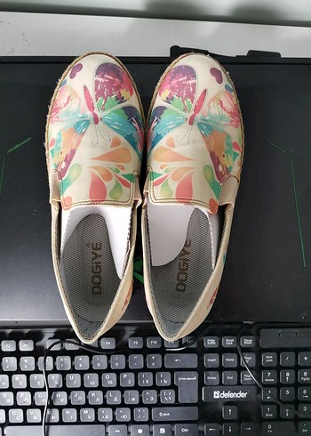 Renkli Baskılı Kadın Espadril Dolgu Topuk - Görsel 4