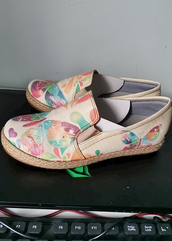 Renkli Baskılı Kadın Espadril Dolgu Topuk - Görsel 3