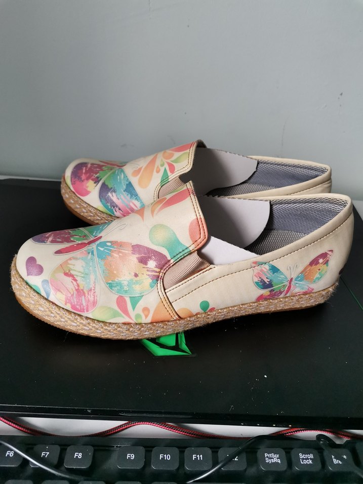 Renkli Baskılı Kadın Espadril Dolgu Topuk - Görsel 3