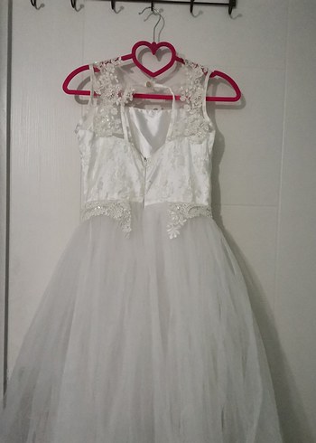 Beyaz Dantel İşlemeli Klasik Kız Çocuk Elbisesi - Görsel 6