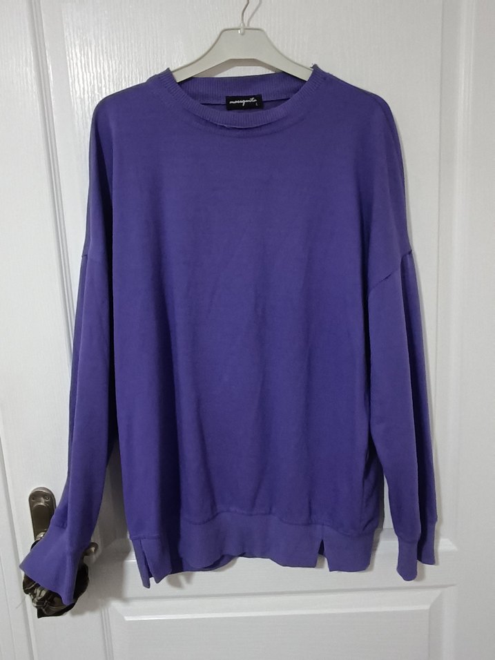 Mor Kadın Fermuarlı Sweatshirt - Görsel 2