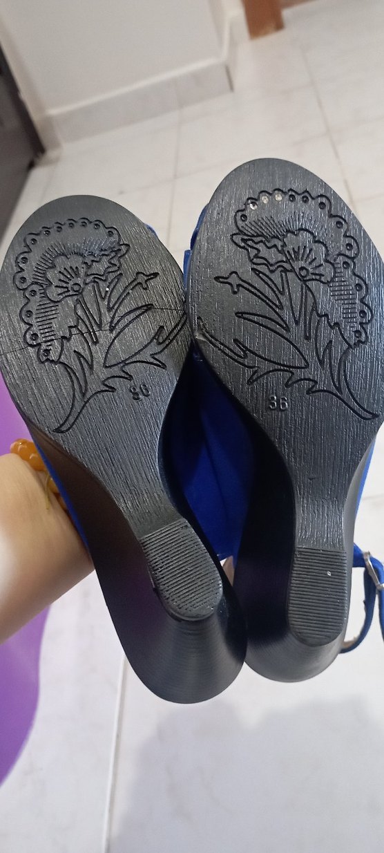 Mavi Rugan Dolgu Topuklu Kadın Abiye Ayakkabı - Görsel 3