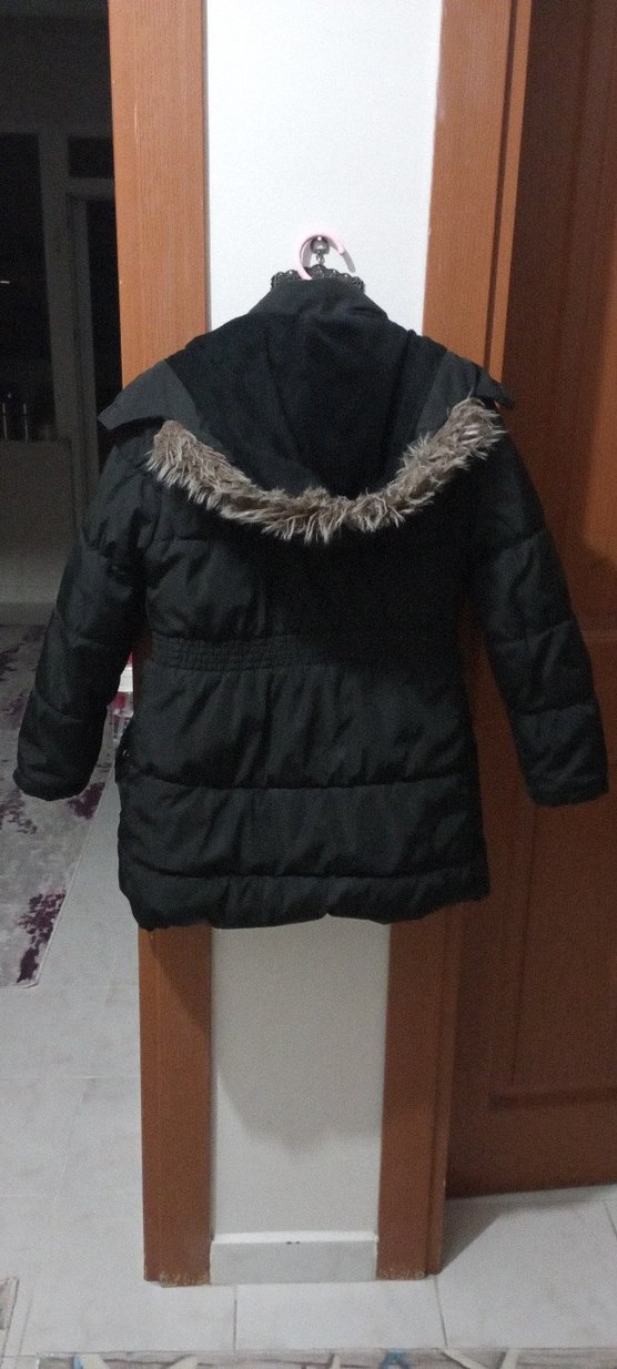 Kemerli Siyah çocuk Kışlık Mont - Görsel 3