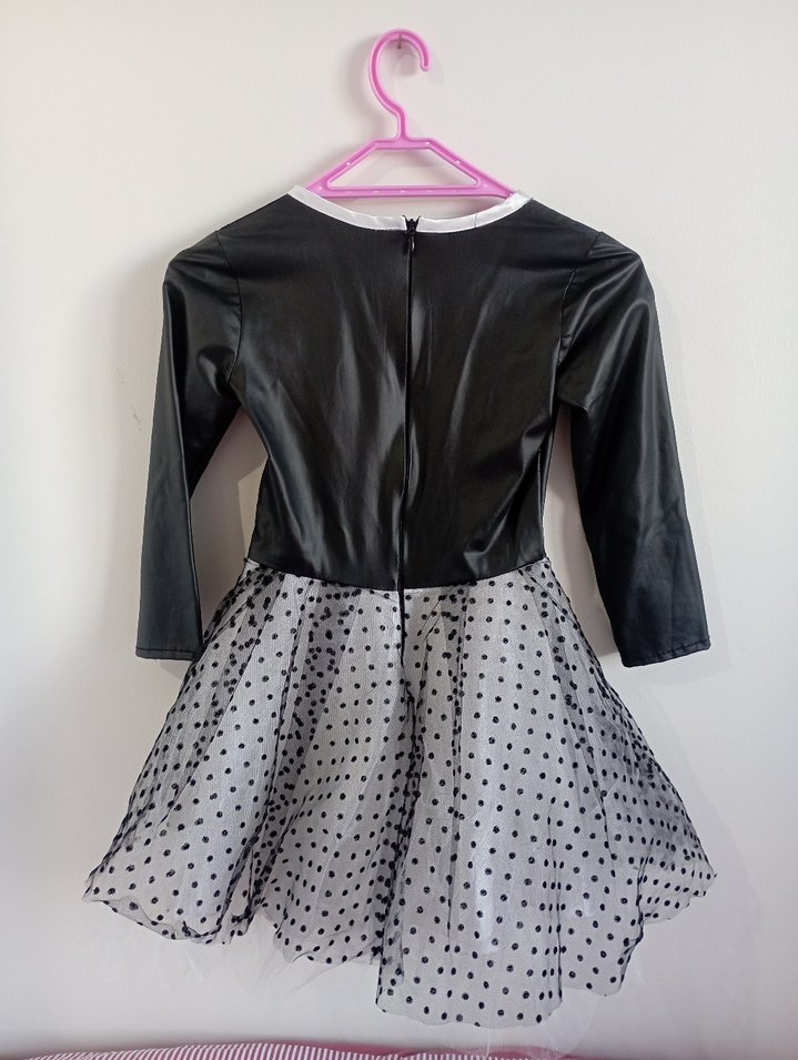 Kız Çocuk Puantiyeli Gotik Elbise - Görsel 2