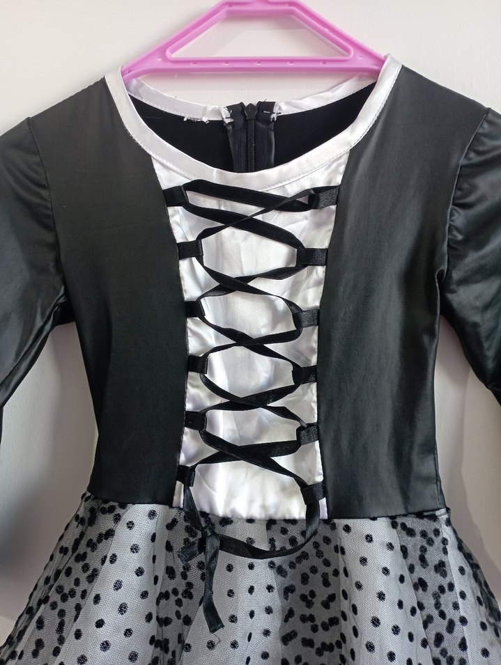 Kız Çocuk Puantiyeli Gotik Elbise - Görsel 3