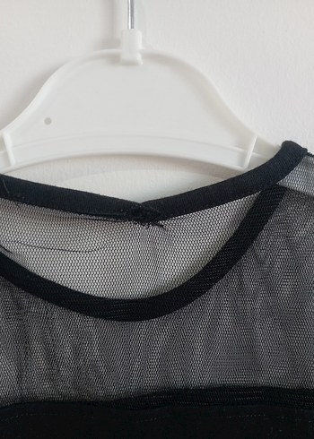 Nakışlı Siyah Kız Bluzu, Kısa Kollu, Salaş Kesim - Görsel 6