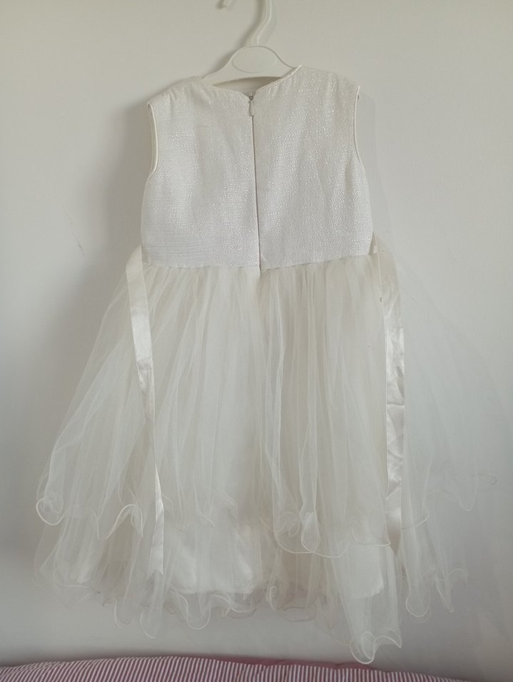 Beyaz Nakışlı Kolsuz Kız Elbisesi - Görsel 2