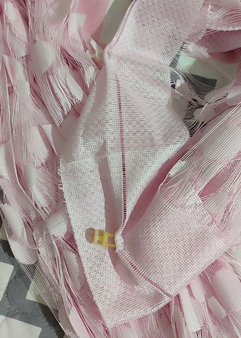  Beden pembe Renk Pembe Nakışlı Bohem Tül Perde