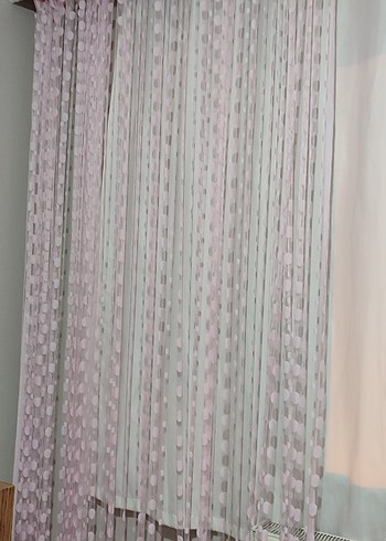 Pembe Nakışlı Bohem Tül Perde