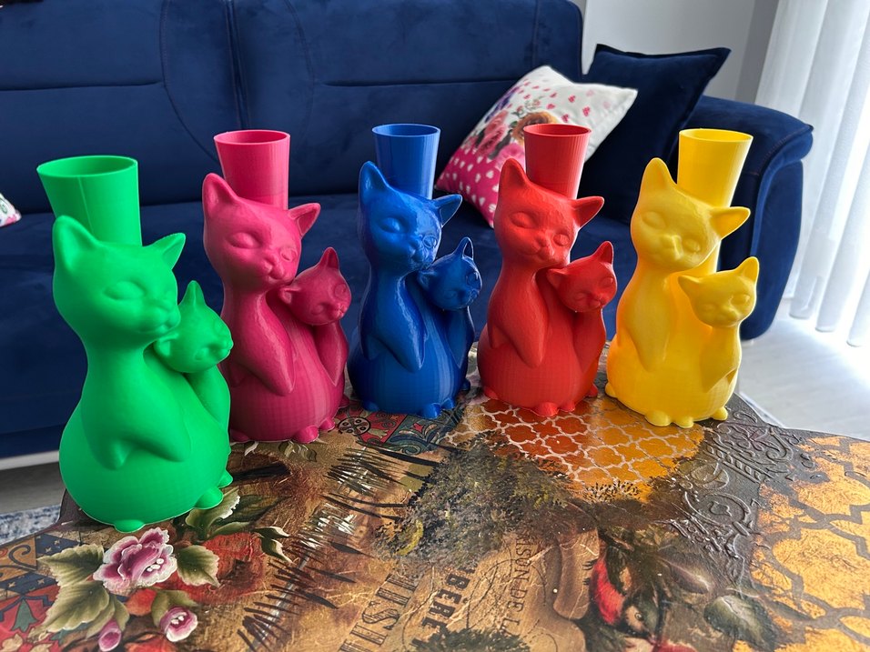 Renkli Kedi Figürlü Dekoratif vazolar - Görsel 4
