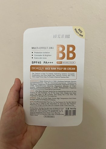 Bioaqua Rice Raw Pulp BB Krem SPF45 Açık Ten - Görsel 2