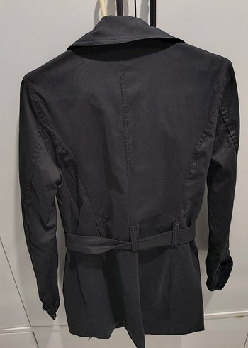 Siyah Midi Kemerli Kadın Trençkot - Görsel 3