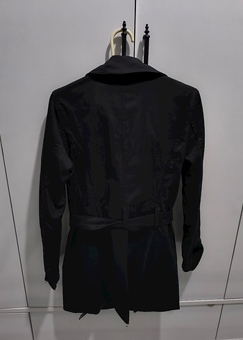 Siyah Midi Kemerli Kadın Trençkot - Görsel 2