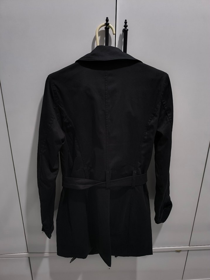 Siyah Midi Kemerli Kadın Trençkot - Görsel 2