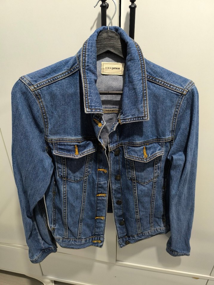 Düğmeli Mavi Denim Kadın Ceket - Görsel 3