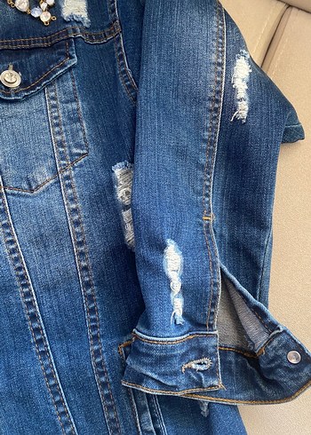 Kadın Mavi Denim Ceket - Görsel 5